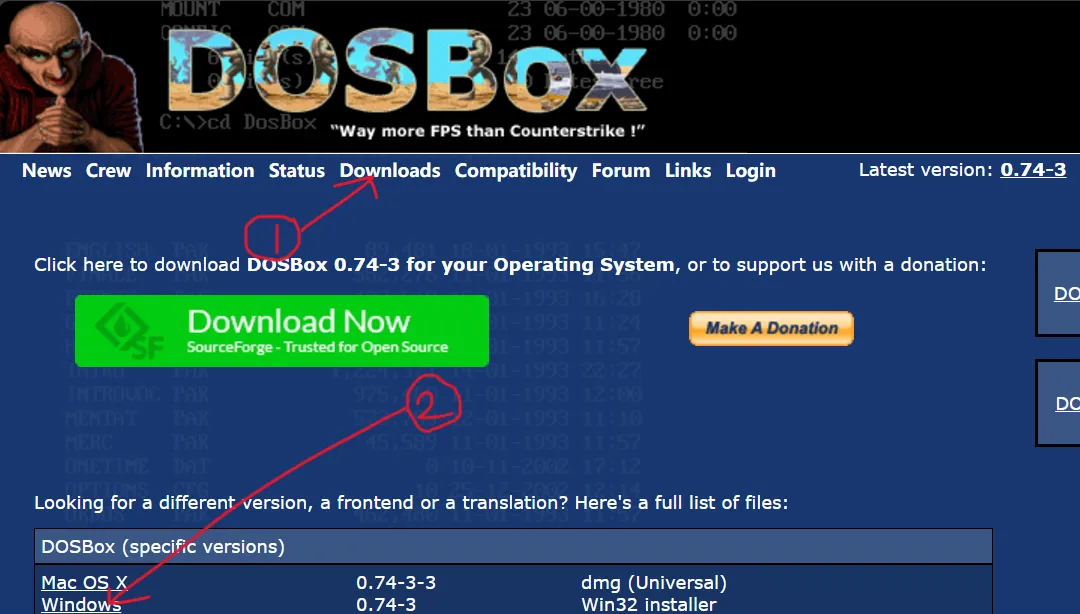 DOSBox 官网页面